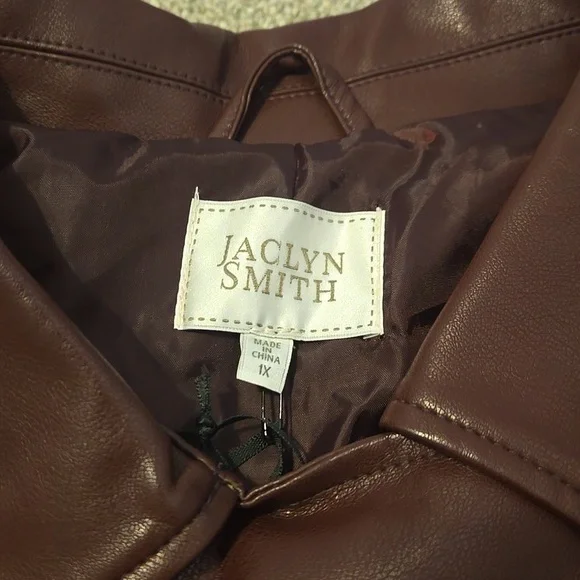 Jaclyn Smith Maroon Moto Polyureethane Jacket - Picture 6 of 9